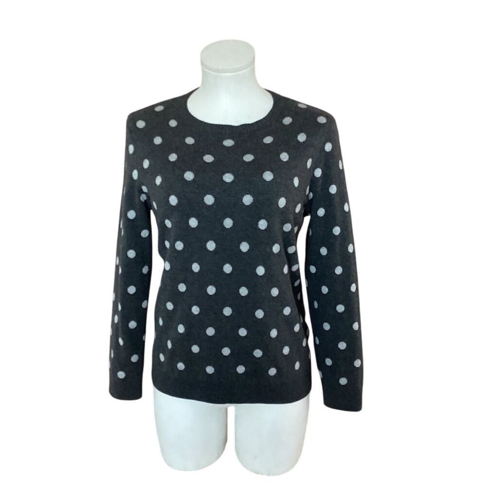 FREE W/ PURCHASE Women's Polka Dot Pullover Sweater Gray SizePL Petite Large